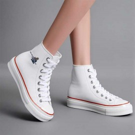 1pc Agatha All Along High-Top Sneakers - Breathable, Non-Slip, Thick Sole, Round Toe, Lace-Up Casual Shoes with Witchcraft Journey Design, Black & White, Unisex for Everyday Wear, Casual Footwear | Stylish High Tops | Durable Rubber Sole