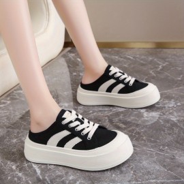 Beige Canvas Sneakers with White Laces - Round Toe, Rubber Sole, All-Season Comfort Shoes for Casual Attire, Casual Footwear | Round Toe Sneakers | Rubber Sole Shoes