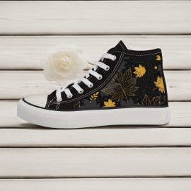 Y Maple Leaf 5-S002 Women's Black and White Casual Skate Shoes with Laces, Campus Style for All Seasons