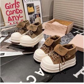 Women'S Chunky Platform Sneakers with Thick Platform Heel - Chunky Sole High-Top Round Toe PU Cover Upper, & Brown Retro Chunky Heel, Cushioned Insole & Arch Support, All-Season Casual Shoes for Casual Attire, Versatile Two-Way Wear (Flip-Flop Style