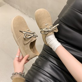 New Retro Niche Women'S Shoes with Lace-Up Round Toes, Stylish And Versatile, Simple Flat Casual Loafers.