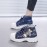 [Distressed High-Top Sneakers] Distressed High-Top Sneakers for Women | Fashion Casual Style, Thick Sole, Lace-Up Closure, All-Season Wear - Blue Jean Styl