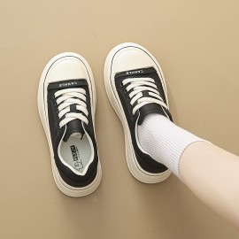 Women'S Chunky Platform Sneakers - Breathable EVA Upper, White & Black Casual Shoes with 