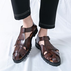 [Golden Dress Sandals] Metallic Golden Men's Business Casual Open-Toe Sandals | Adjustable Buckle Straps, Slip-On Synthetic Dress Shoes for Office, Semi-Formal & Streetwear - Breathable Rubber Sole, Summer Spring Formal Footwear