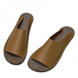 Men'S Slip-On Sandals - Slip-Resistant Non-Slip Sole, Cushioned EVA Footbed - Minimalist One-Piece Design for Beach, Casual, Formal - All-Season Indoor/Outdoor Shoes - Easy-Clean Brown Sandals for Everyday & Formal Events, Beach Footwear, Sleek Slipon, Durable Footwear, Casual Footwear, Street Style, Handstitched Edges, Comfortable Slides, Urban Fashion