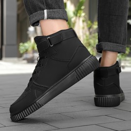 [Allseason Versatility] Men'S High-Top Casual Sneakers - Classic Solid Color, Lace-Up, EVA Sole, Fabric Lining, Stylish & Comfortable for Casual Attire, Allseason Shoes | Classic High Top | Laceup Sho