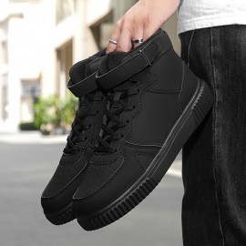 [Allseason Versatility] Men'S High-Top Casual Sneakers - Classic Solid Color, Lace-Up, EVA Sole, Fabric Lining, Stylish & Comfortable for Casual Attire, Allseason Shoes | Classic High Top | Laceup Sho