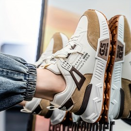 Men's Non-Slip Sneakers - Slip-Resistant Cushioned Platform, All-Terrain Traction for Gym, Running, Casual - Low-Top Sneakers Black/Gray/ - PU Upper & PVC Sole - Lace-Up Athletic Footwear, Outdoor Activities, Streetwear Style, Breathable Lining, Versatile Kicks, Fitness Enthusiasts