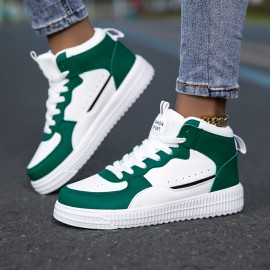 Unisex Mid-Top Sneakers - White & Blue accent, Lace-Up Closure, Cushioned MD Sole - All-Season Casual, Gym, Streetwear Shoes - Breathable Fabric Upper - for Men & Women - Everyday & Formal Events, Gym Footwear, Fashion Sporty Look, Comfortable Fit