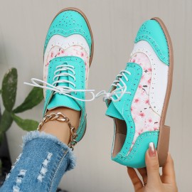 Women's Large Size Brogue Lace-Up Shoes - Vibrant Purple/Pink/Green/Black/Golden/Blue/Pinkish-Purple/Greenish-Purple, Round Toe Low-Top Ankle Boots with PU/PVC Sole, All-Season Casual & Formal Dress Shoes for Everyday & Special Occasions, Comfortable & Durable with EVA/Rubber Insole, PVC Lining, and Stylish Brogue Detailing for a Chic Look, Extra Wide Width Shoes for Women, Womens Casual Sneakers, Wide Fit Shoes for Women Plus Size, Coloured Sneakers for Women,