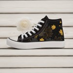 Y Maple Leaf 5-S002 Women's Black and White Casual Skate Shoes with Laces, Campus Style for All Seasons