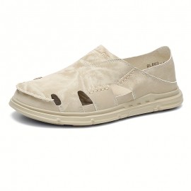 Men's Retro Slip-Resistant Arch Support Mules - Breathable Upper & Cushioned Insole, Beige/White Round-Toe Sandals with Arch Support for All-Season Casual, Beach & Casual Attire - Comfortable Slip-On Shoes for Men, Sports Sandals for Men, Orthopedic Sandals for Men