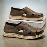 Men's Retro Slip-Resistant Arch Support Mules - Breathable Upper & Cushioned Insole, Beige/White Round-Toe Sandals with Arch Support for All-Season Casual, Beach & Casual Attire - Comfortable Slip-On Shoes for Men, Sports Sandals for Men, Orthopedic Sandals for Men