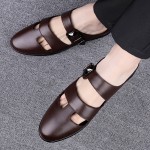 Men'S Stylish Summer Sandals - Comfortable Lightweight Soft Sole, Faux Upper with Adjustable Buckle Strap, Open Toe Design, Black & Brown Options, Beach Shoes for Men, Available in Sizes 37-46