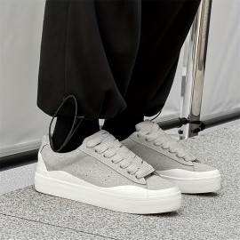 Men'S Trendy Chunky Sneaker - Casual & Sporty Lace-Up Shoes with Thick Rubber Sole, Height Increase, White Upper, Brown Accents, Perfect for Hiking, Daily Wear & Outdoor Activitie